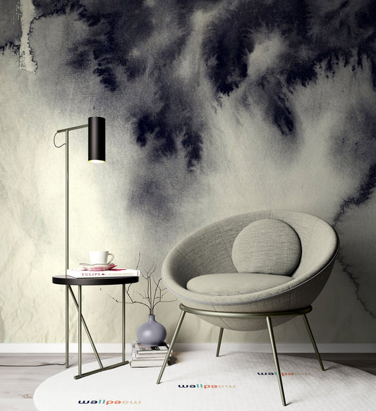 Abstract Ink Painting On Grunge Paper Background Wallpaper