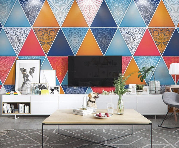 Colorful Geometric Triangle Shapes Modern Style Wallpaper