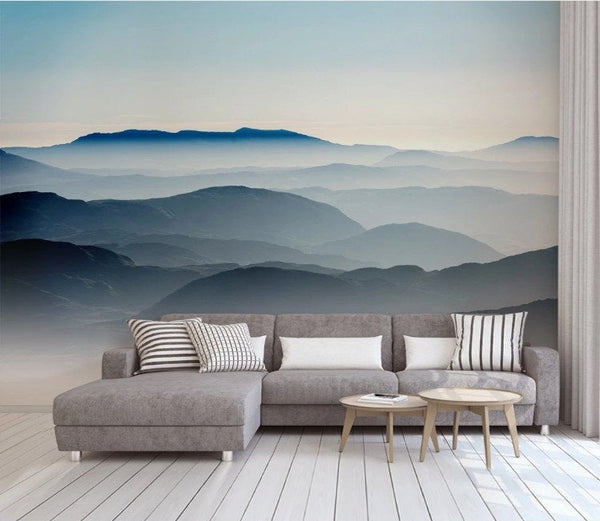 Misty Forest and Mountains Natural Nature Wallpaper Mural Art