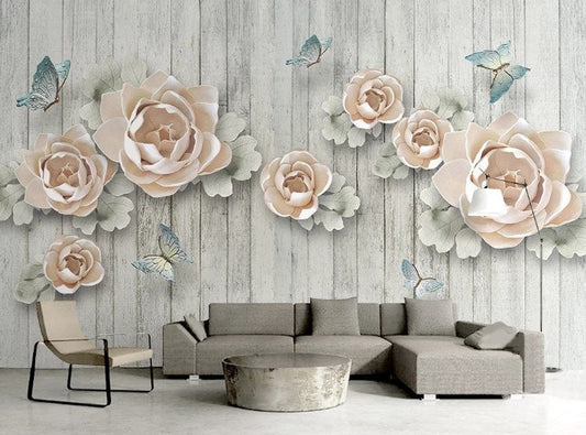 Pink Roses On The Wood Background Flowers Floral Wallpaper