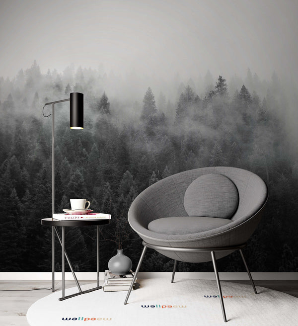 Realistic Misty Forests Trees Background Nature Wallpaper Cafe Restaurant Decoration Living Room Bedroom Wall Covering Mural Home Decor Art