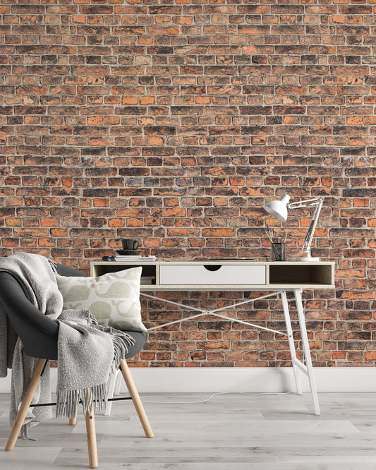 Old Orange Black Brick Wall Background Wallpaper Cafe Office Restaurant Bathroom Living Room Bedroom Mural Art Removable