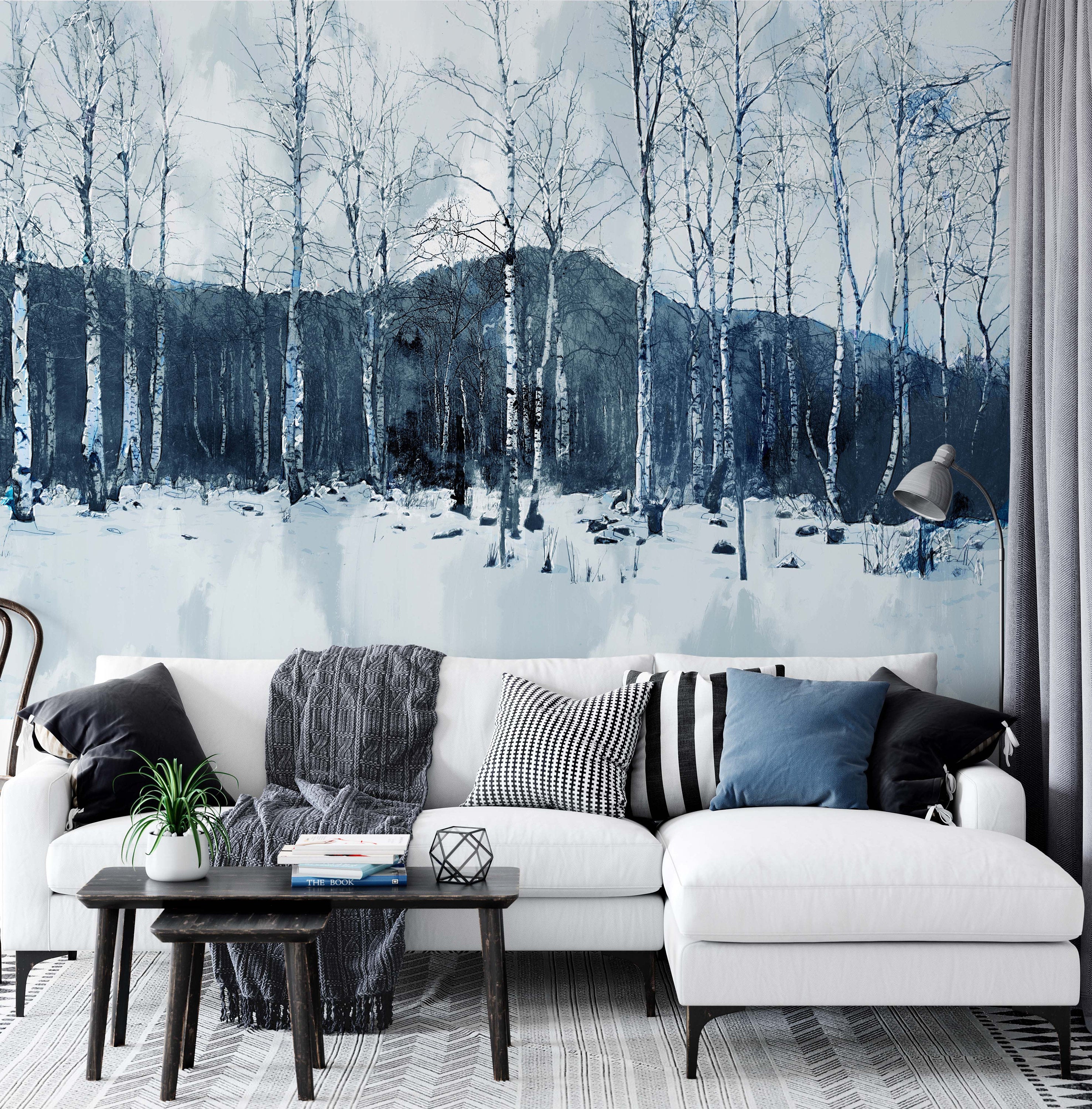Abstract Trees in Winter Leaves Nature Wallpaper Cafe Restaurant Decoration Living Room Bedroom Wall Covering Mural Home Decor Art