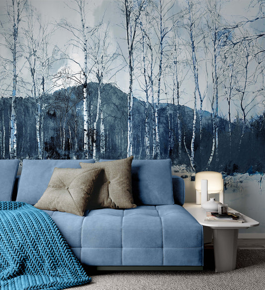 Abstract Trees in Winter Leaves Nature Wallpaper Cafe Restaurant Decoration Living Room Bedroom Wall Covering Mural Home Decor Art