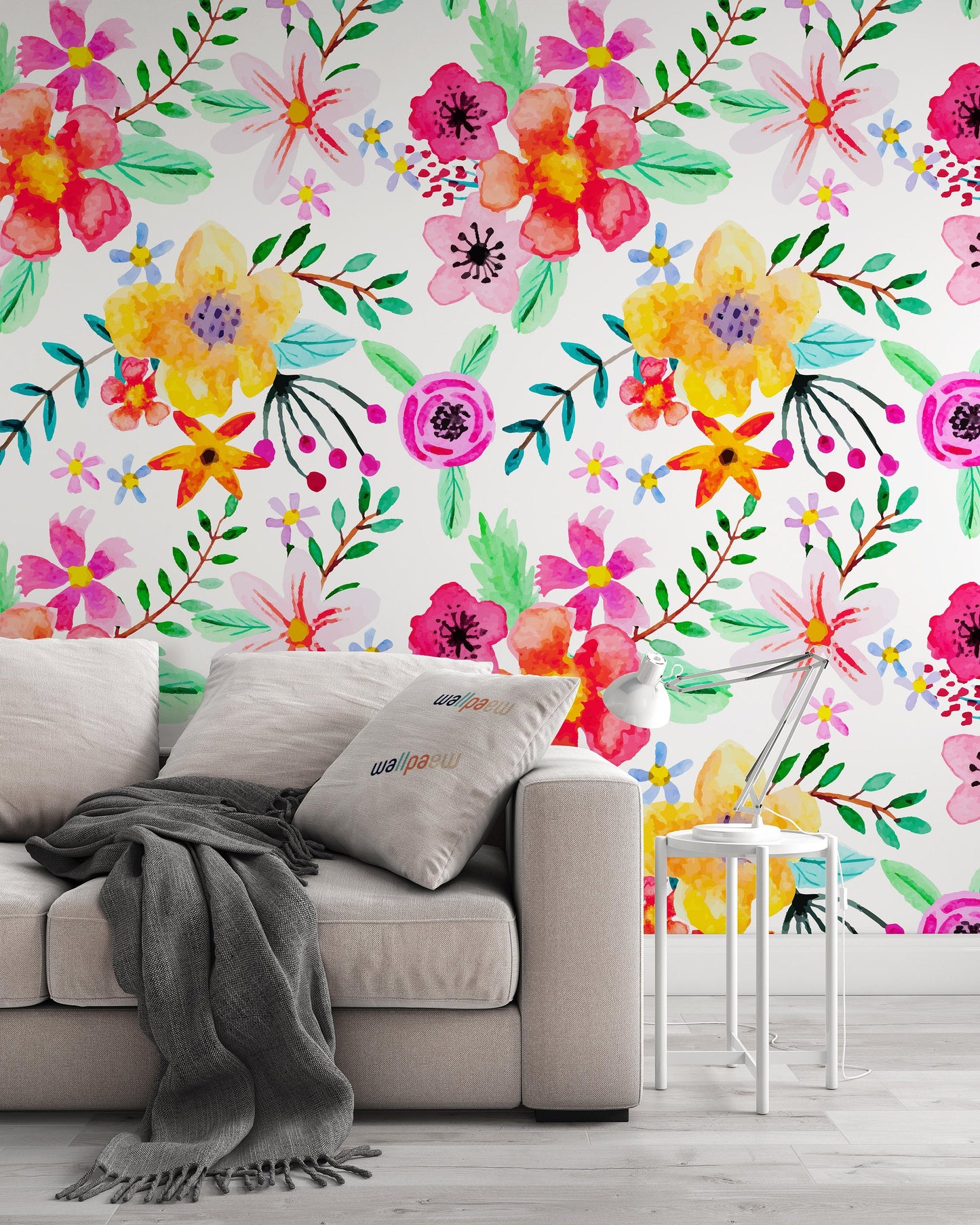 Colorful Abstract Watercolor Extotic Flowers Plants Wallpaper
