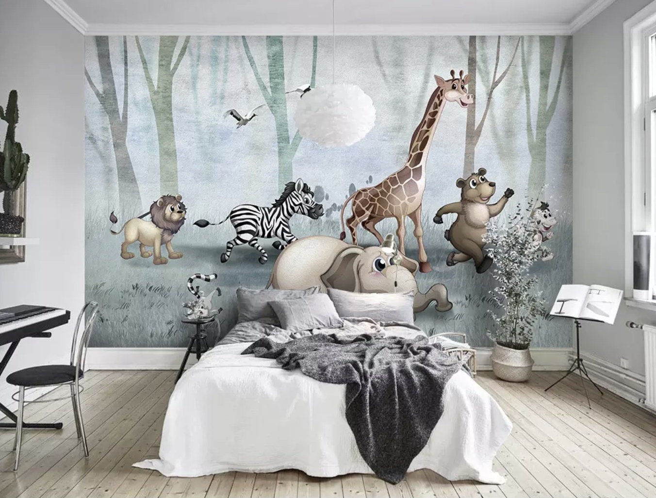 Cute Funny African Animals Zoo Misty Forest Wallpaper
