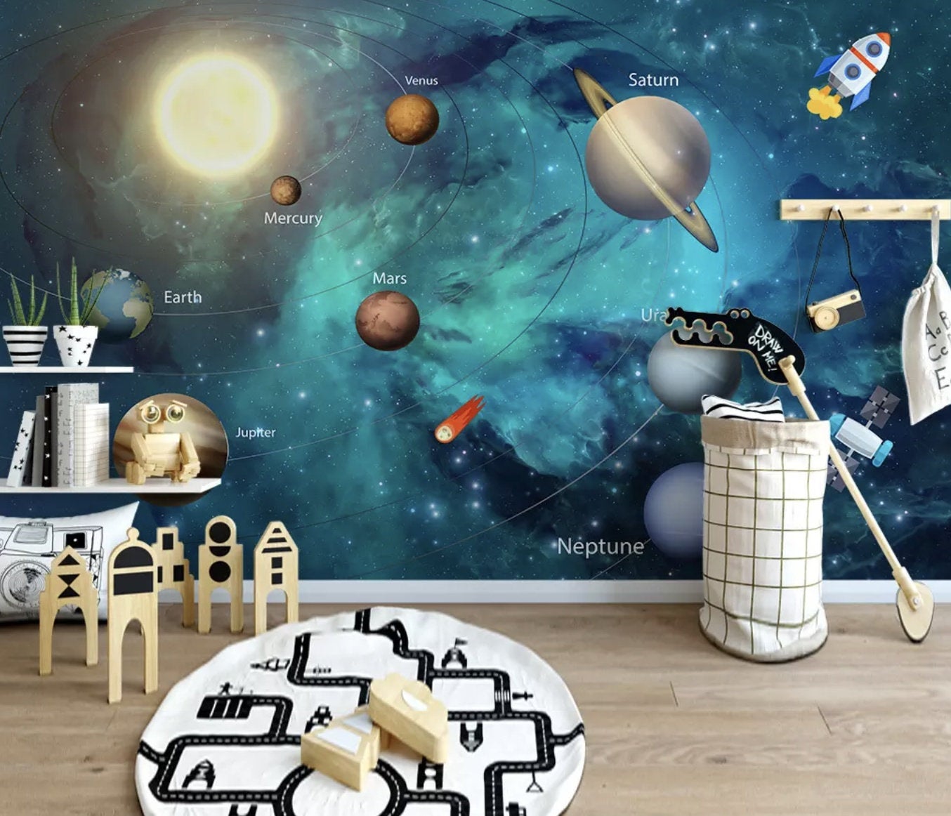 Solar System Planets Sun Space Meteorite Spacecraft Wallpaper