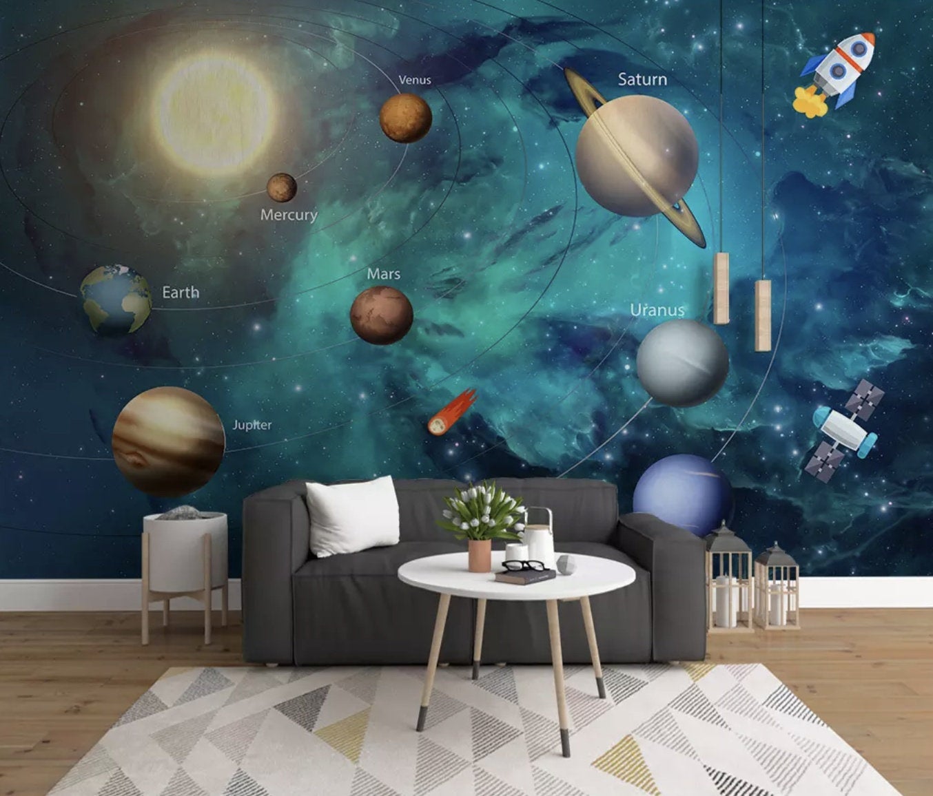 Solar System Planets Sun Space Meteorite Spacecraft Wallpaper