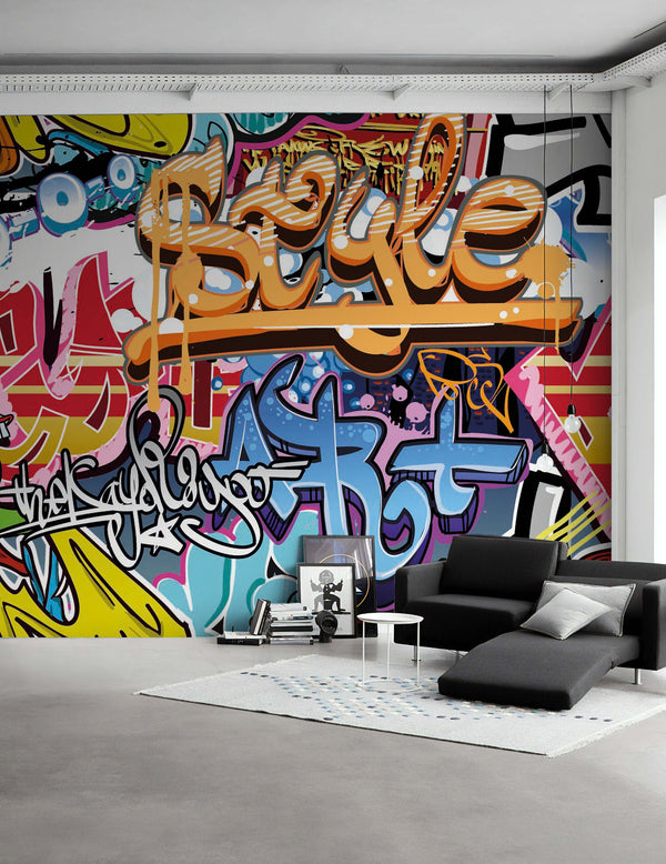 Street Art Graffiti Vivid Colors Background Wallpaper Kitchen Bedroom Living Room Office Mural Home Decor Wall Art