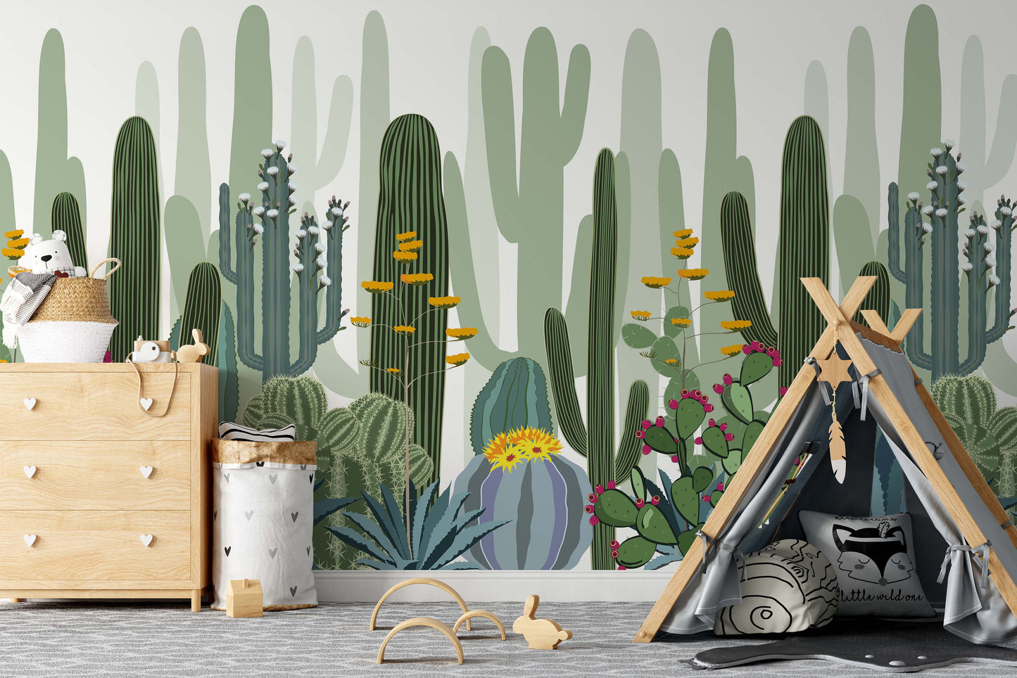 Cactuc Wild Forest Exotic Plants Wallpaper Nursery Children Kids Room Mural Home Decor Wall Art Removable