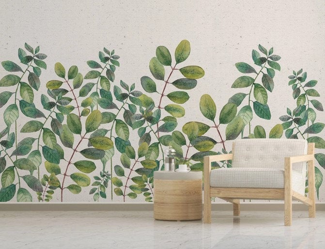 Green Leaves Garden Plants Background Wallpaper Restaurant Living Room Cafe Office Bedroom Mural Home Wall Art