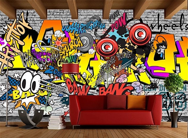 Street Art Graffiti Vivid Colors Background Wallpaper Bedroom Living Room Kitchen Office Mural Home Decor Wall Art