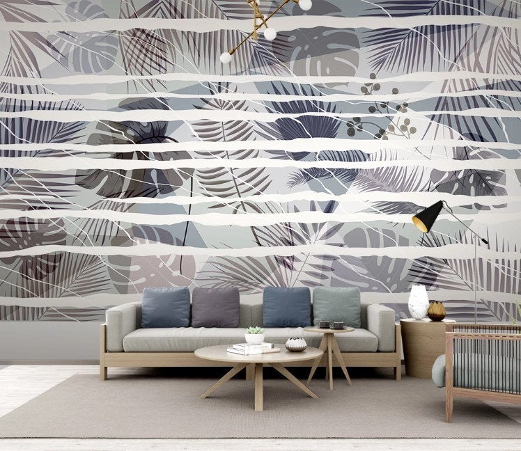 Botanical Leaves Modern Striking Design Floral Wallpaper Restaurant Living Room Cafe Office Bedroom Mural Home Wall Art