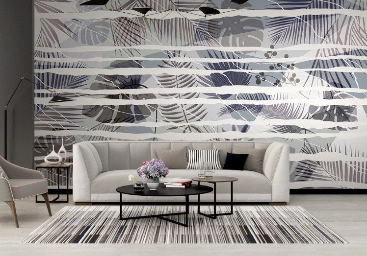 Botanical Leaves Modern Striking Design Floral Wallpaper Restaurant Living Room Cafe Office Bedroom Mural Home Wall Art