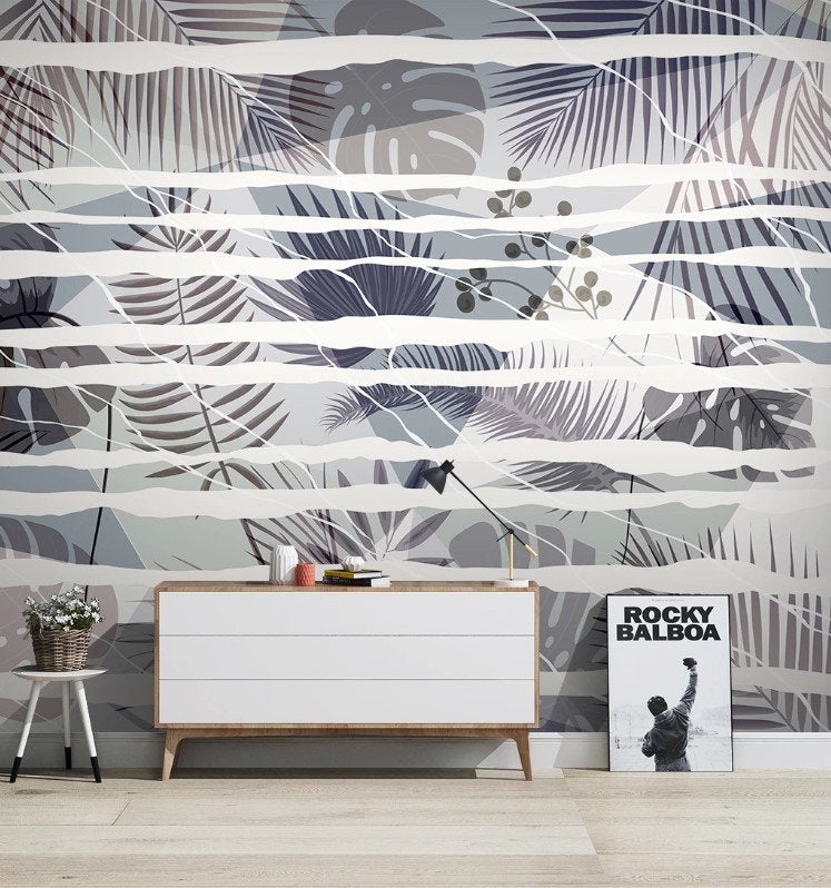 Botanical Leaves Modern Striking Design Floral Wallpaper Restaurant Living Room Cafe Office Bedroom Mural Home Wall Art