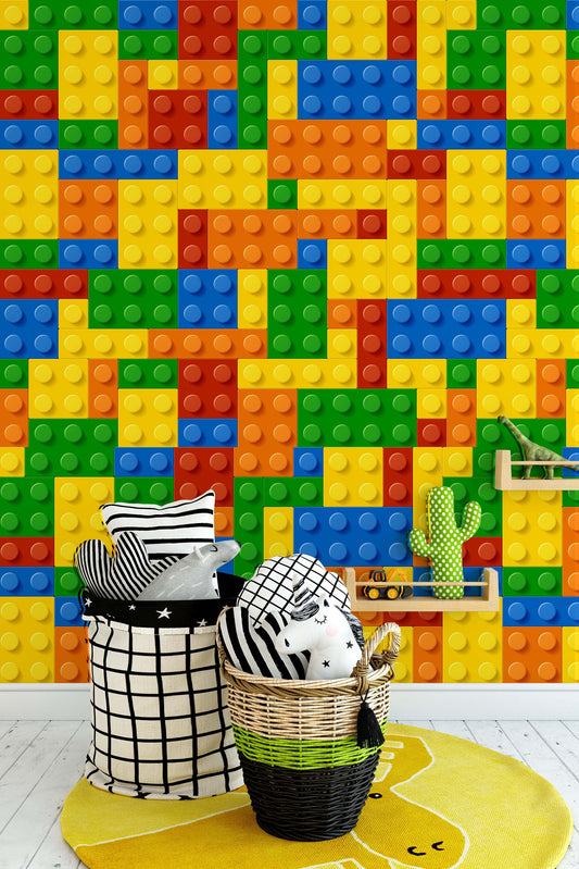 Colorful Lego's Looking Wallpaper Nursey Bedroom Children Kids Room Mural Home Decor Wall Art Removable