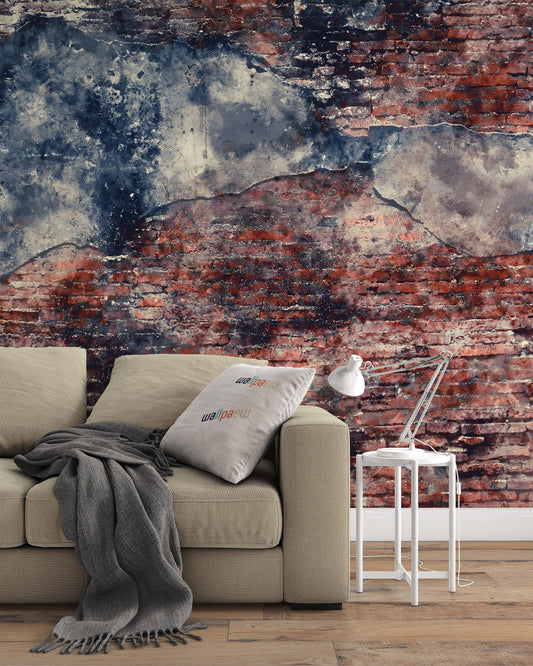 Old Brick Wall Watercolor Painting Wallpaper Cafe Office Restaurant Bathroom Living Room Bedroom Mural Art