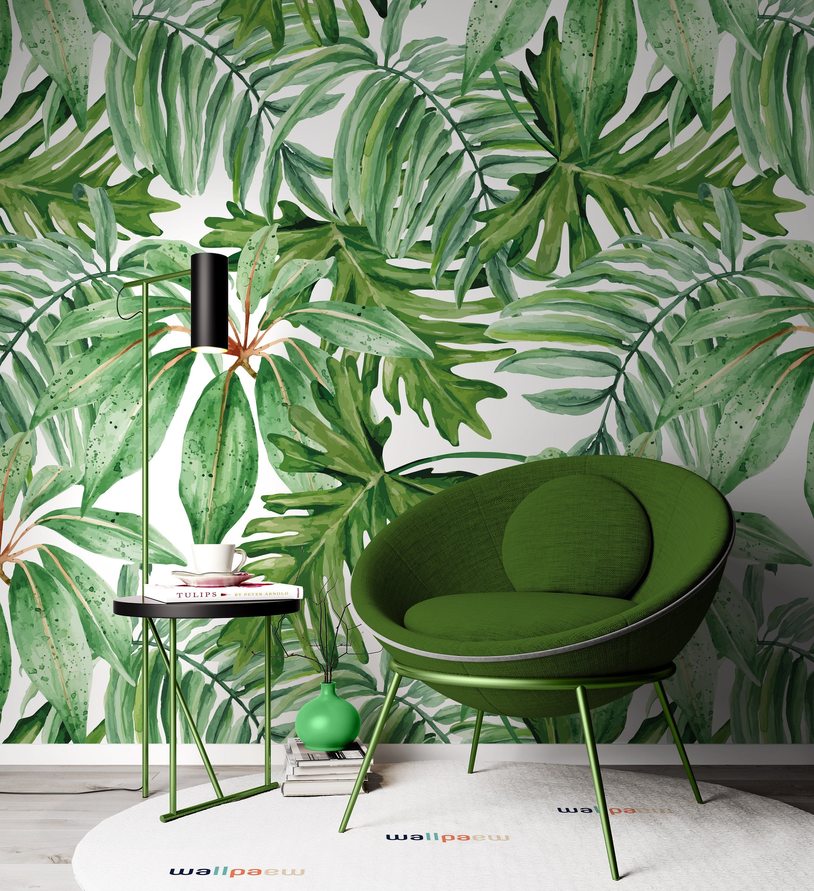 Tropical Jungle Dense Green Leaves Floral Background Wallpaper Restaurant Living Room Cafe Office Bedroom Mural Home Wall Art