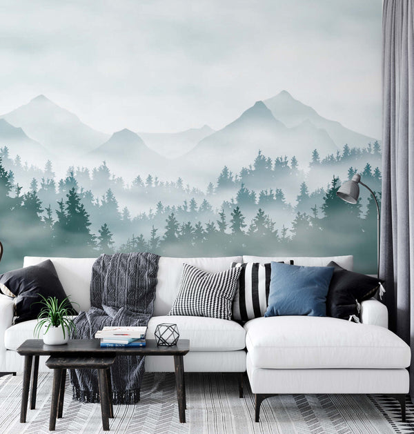 Mountain and Forest Landscape Natural Nature Wallpaper Cafe Restaurant Decoration Living Room Bedroom Wall Covering Mural Home Decor Art