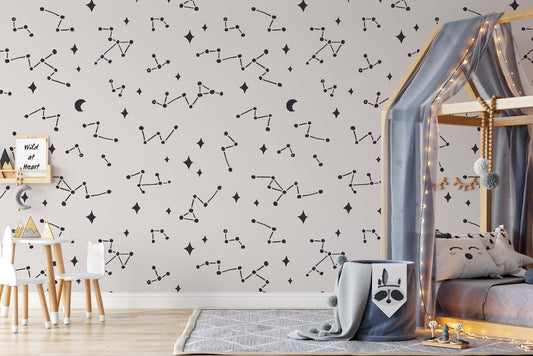 Abstract Constellations Pattern Background Wallpaper Nursery Children Kids Room Mural Home Decor Wall Art