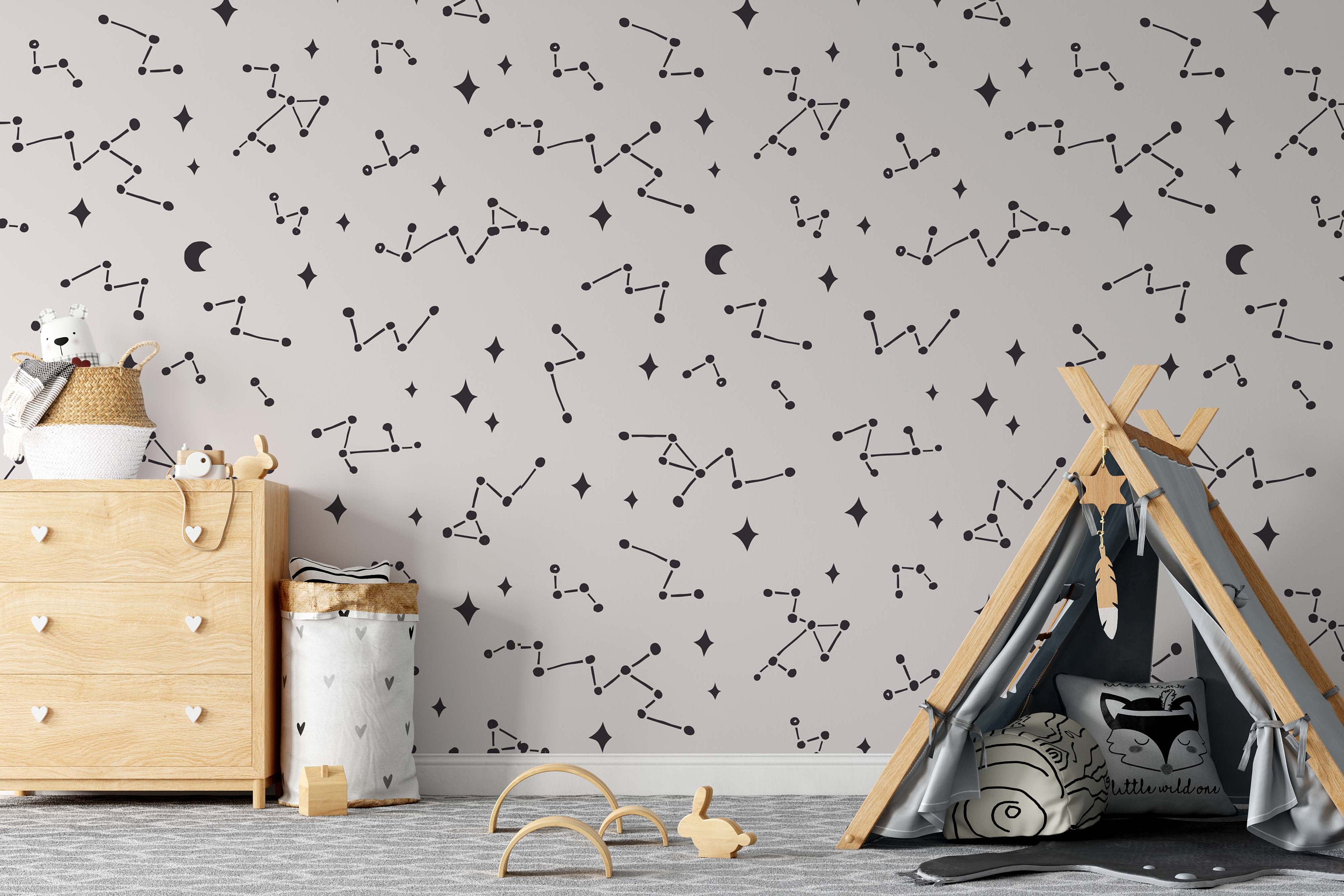 Abstract Constellations Pattern Background Wallpaper Nursery Children Kids Room Mural Home Decor Wall Art