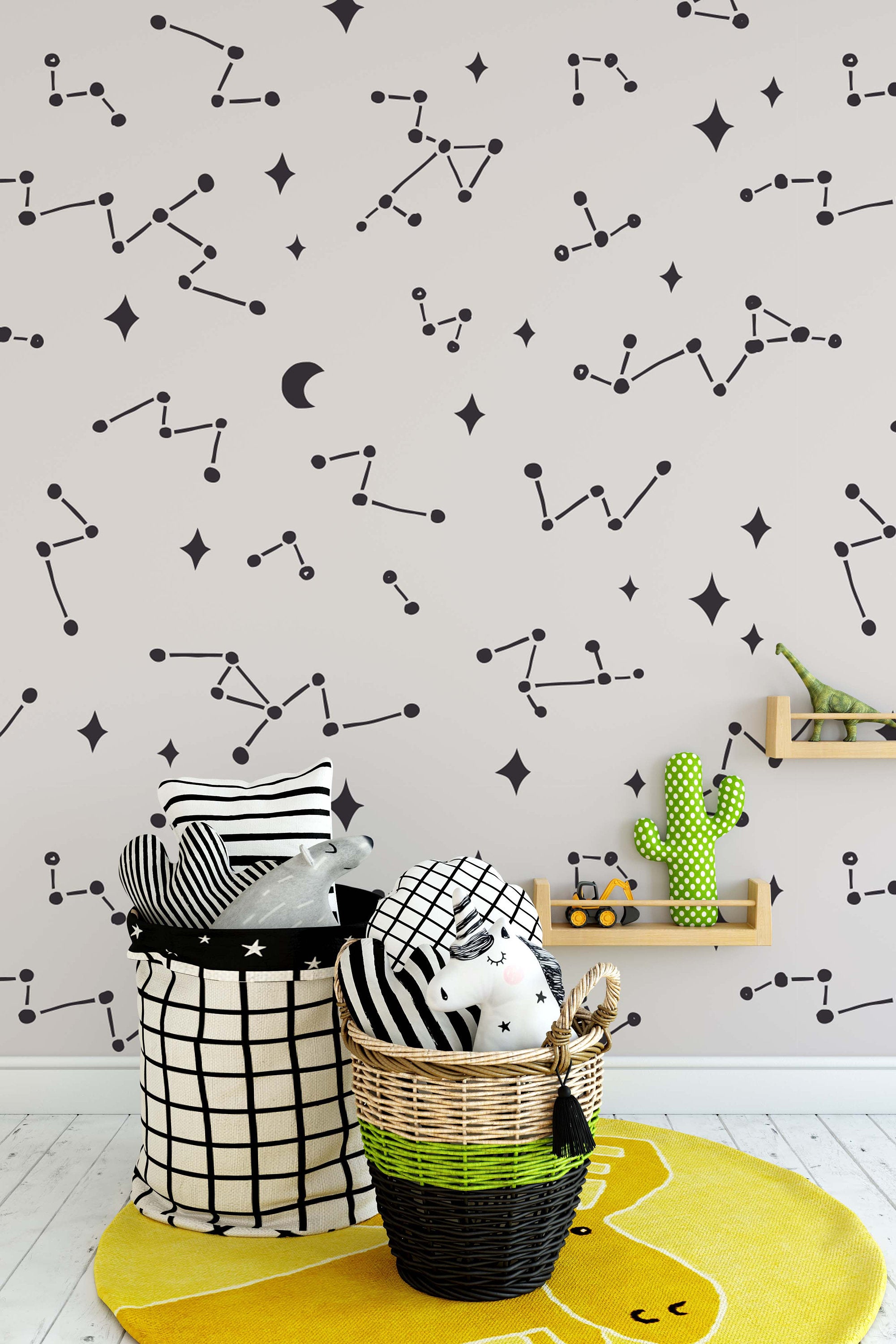 Abstract Constellations Pattern Background Wallpaper Nursery Children Kids Room Mural Home Decor Wall Art
