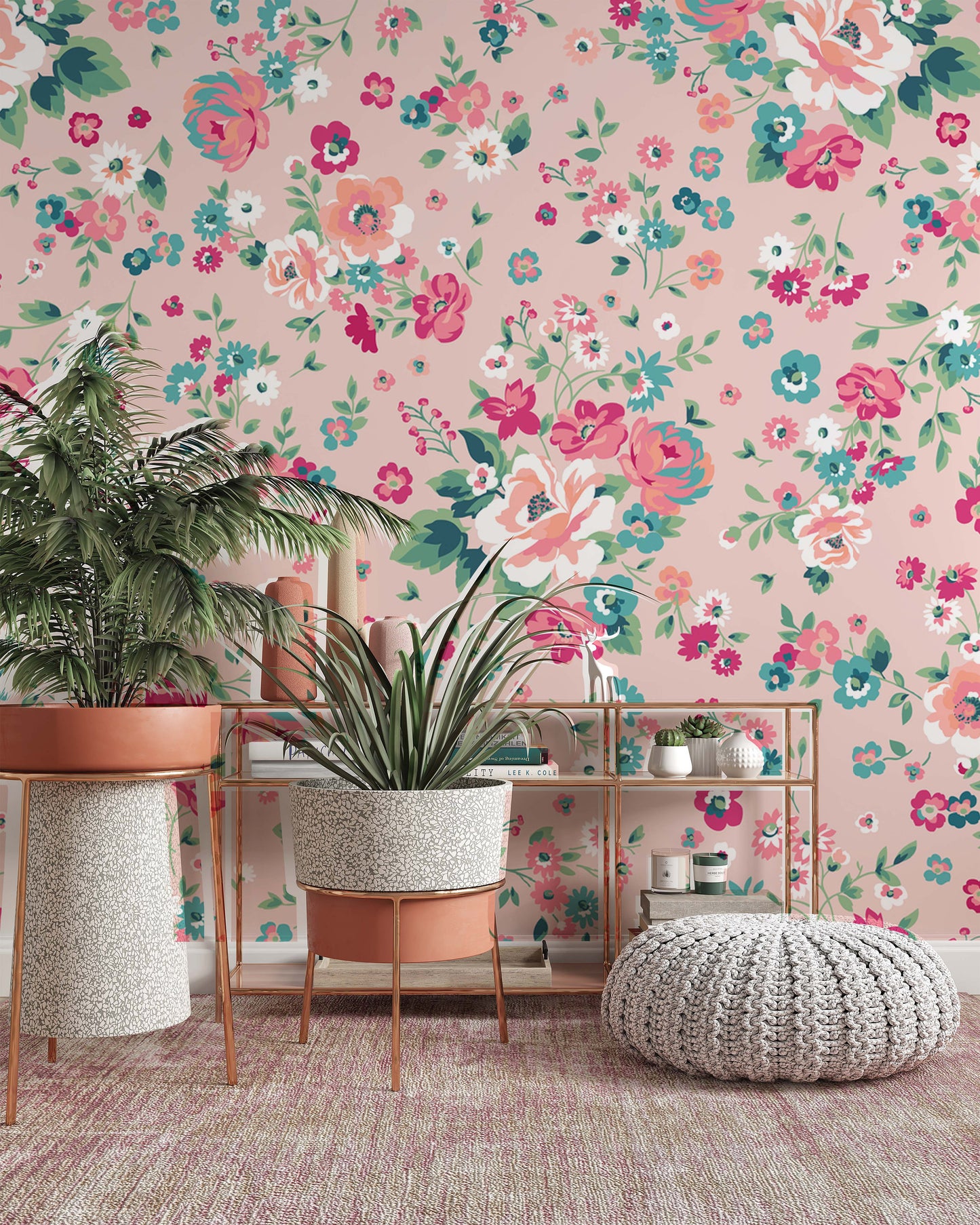 Trendy Floral Pattern Colorful Flowers Background Modern Wallpaper Restaurant Living Room Cafe Office Bedroom Mural Home Wall Art