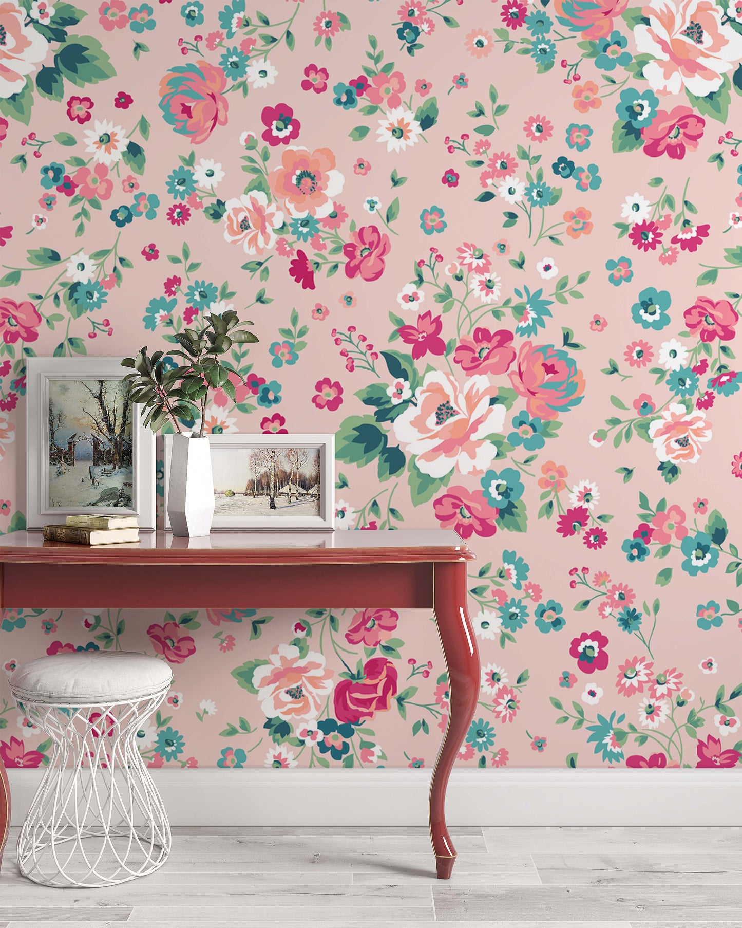 Trendy Floral Pattern Colorful Flowers Background Modern Wallpaper Restaurant Living Room Cafe Office Bedroom Mural Home Wall Art