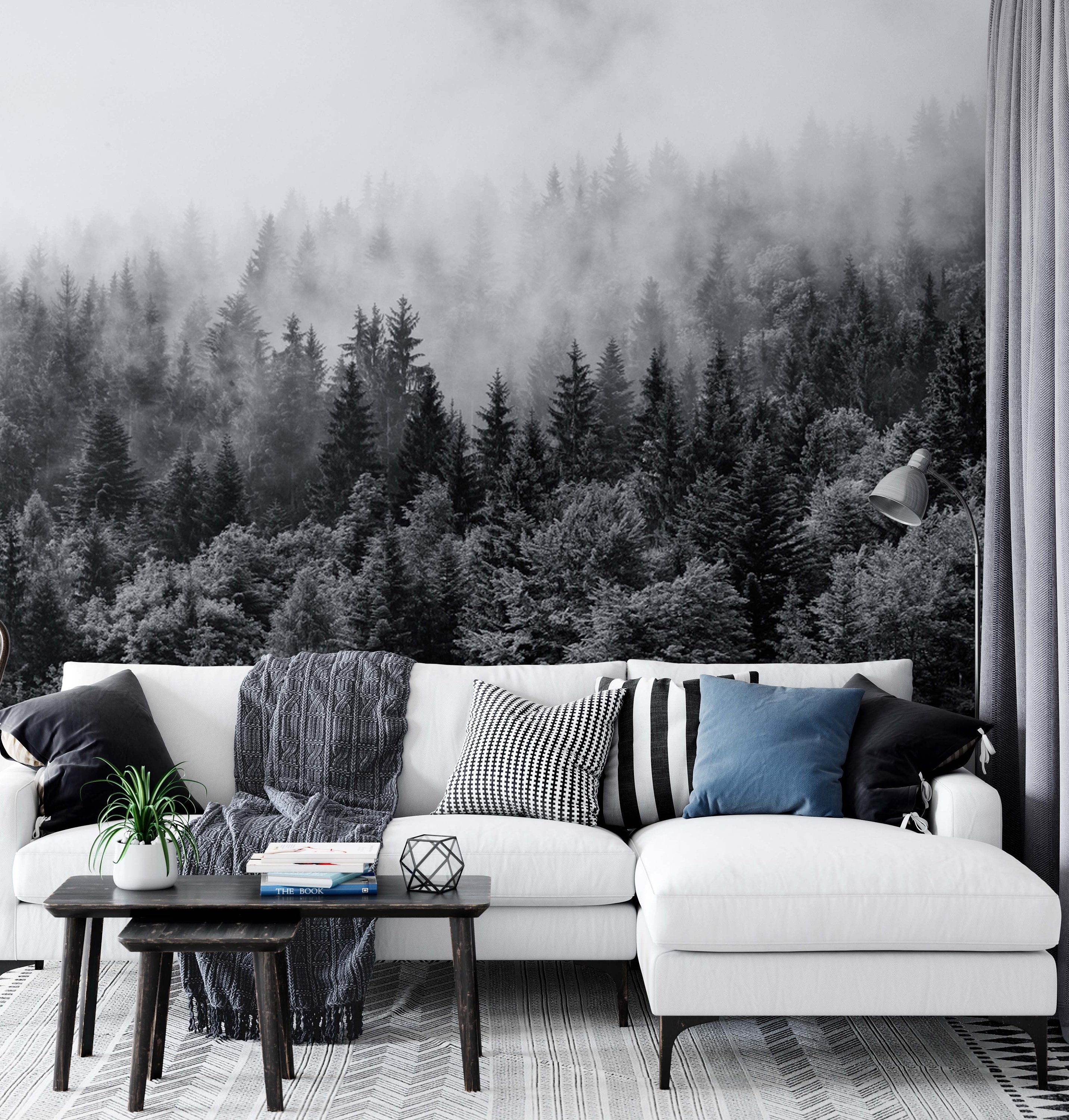 Misty Forests Evergreen Coniferous Trees Nature Wallpaper Cafe Restaurant Decoration Living Room Bedroom Wall Covering Mural Home Decor Art