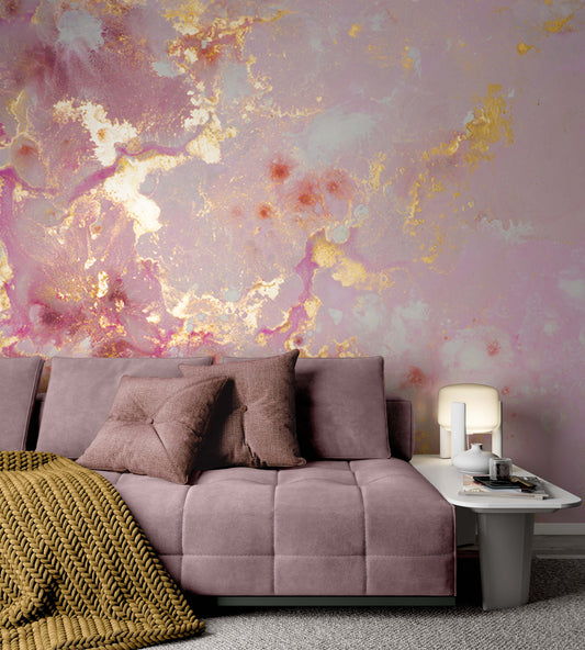 Pink Gold Abstract Painting Modern Design Background Wallpaper Cafe Restaurant Decoration Living Room Bedroom Mural Home Decor Wall Art