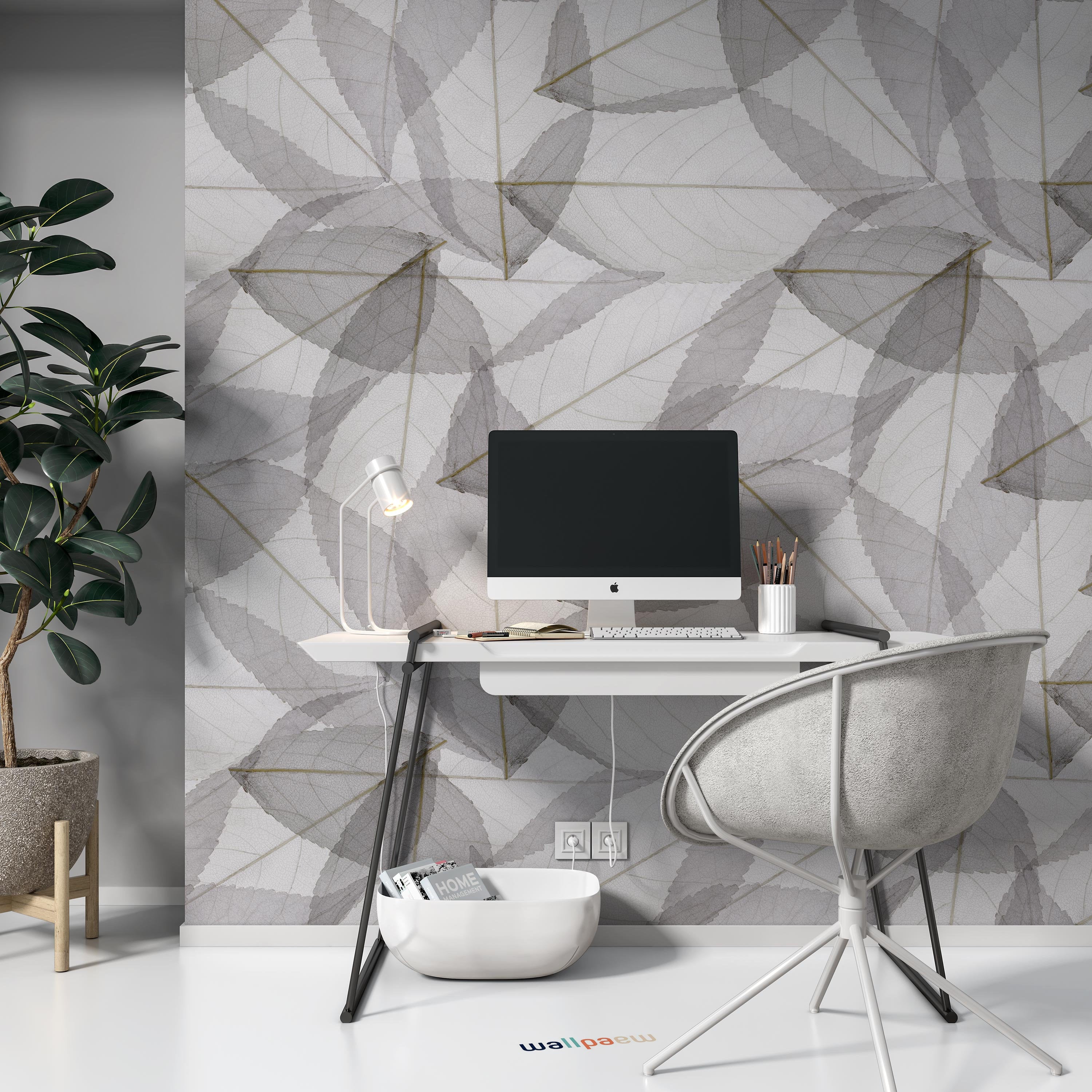 Abstract Gray Leaves Modern Floral Background Wallpaper Cafe Restaurant Decoration Living Room Bedroom Mural Home Decor Wall Art