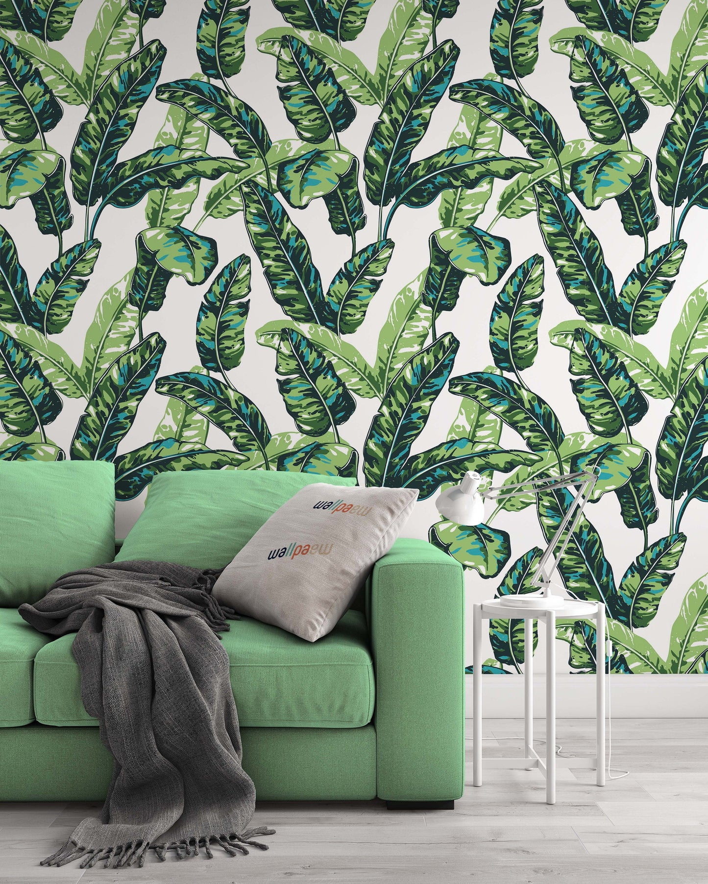 Tropical Banana Palm Leaves Plant Floral Flowers Background Floral Wallpaper Living Room Cafe Restaurant Office Bedroom Mural Home Wall Art