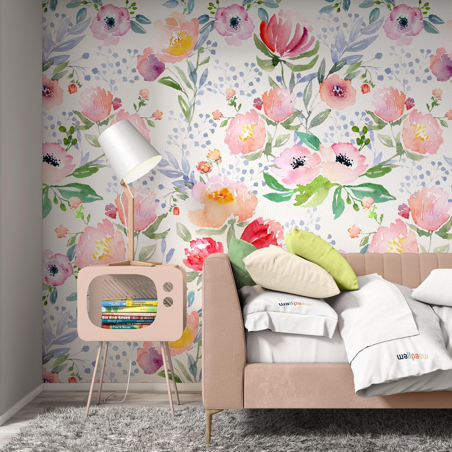Watercolor Botanical Garden Flowers Floral Luxury Modern Wallpaper Restaurant Living Room Cafe Office Bedroom Mural Home Wall Art