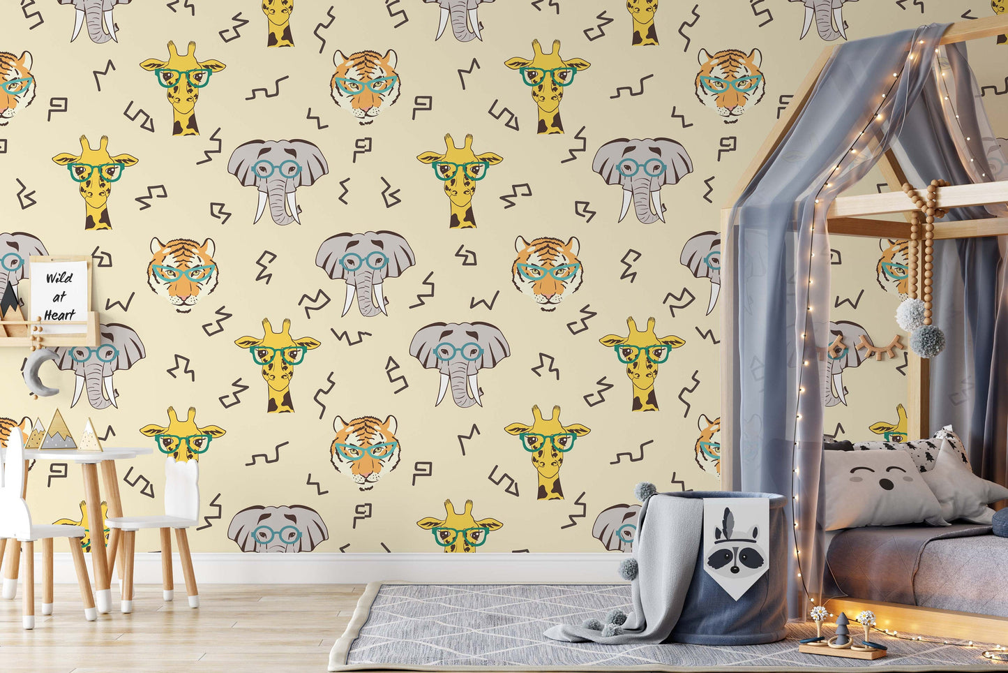 Cute African Animals Giraffe Elephant Tiger Animal Wallpaper Bedroom Children Kids Room Mural Home Decor Wall Art Removable