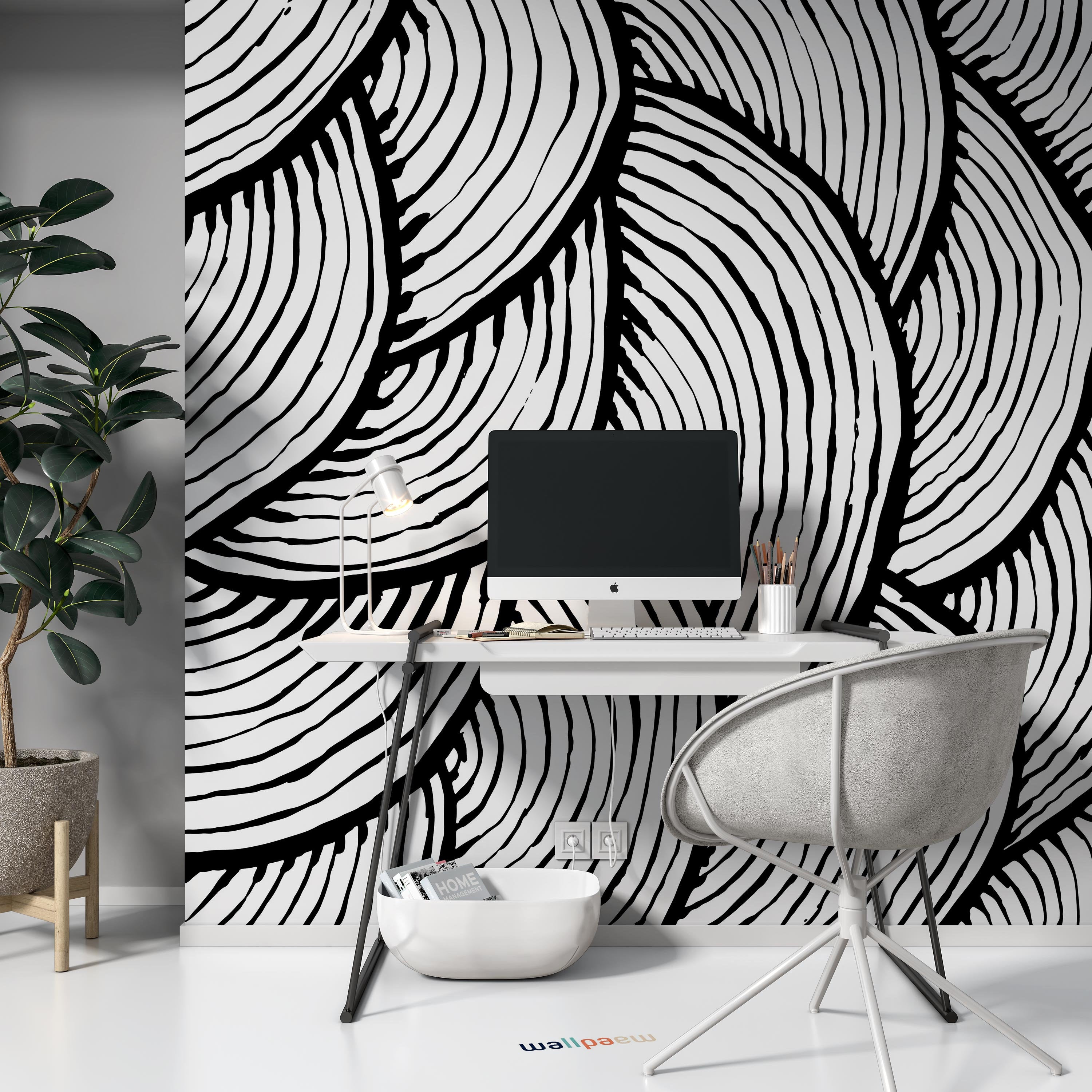 Brush Stroke Pattern Black and White Watercolor Abstract Wallpaper Cafe Restaurant Decoration Living Room Bedroom Mural Home Decor Wall Art
