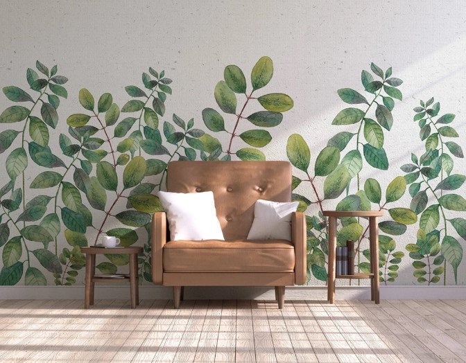 Green Leaves Garden Plants Background Wallpaper Restaurant Living Room Cafe Office Bedroom Mural Home Wall Art