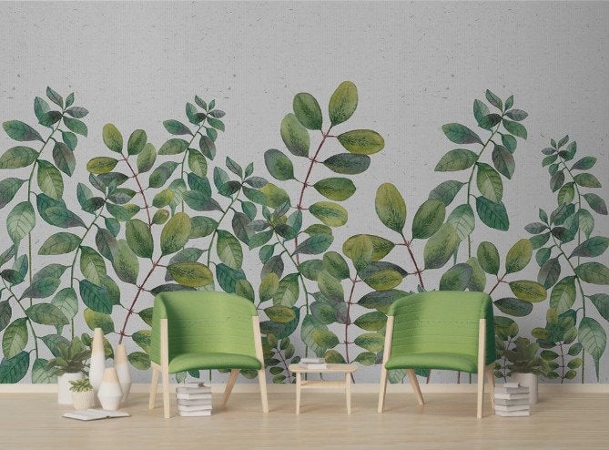 Green Leaves Garden Plants Background Wallpaper Restaurant Living Room Cafe Office Bedroom Mural Home Wall Art