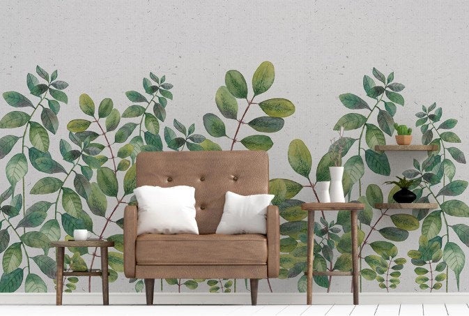 Green Leaves Garden Plants Background Wallpaper Restaurant Living Room Cafe Office Bedroom Mural Home Wall Art