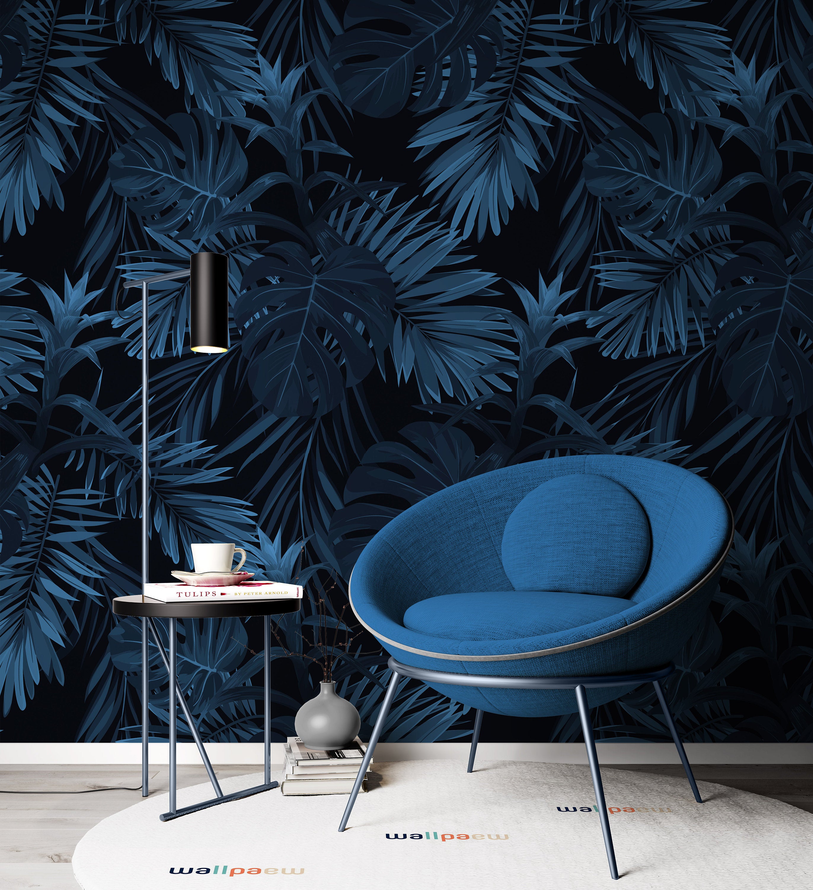 Exotic Tropical Leaves Hawaiian Plants Floral Dark Background Wallpaper Bedroom Living Room Cafe Restaurant Mural Home Decor Wall Art