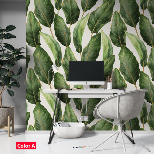 Botanical Tropical Jungle Leaves Trendy Background Floral Wallpaper Restaurant Living Room Cafe Office Bedroom Mural Home Wall Art