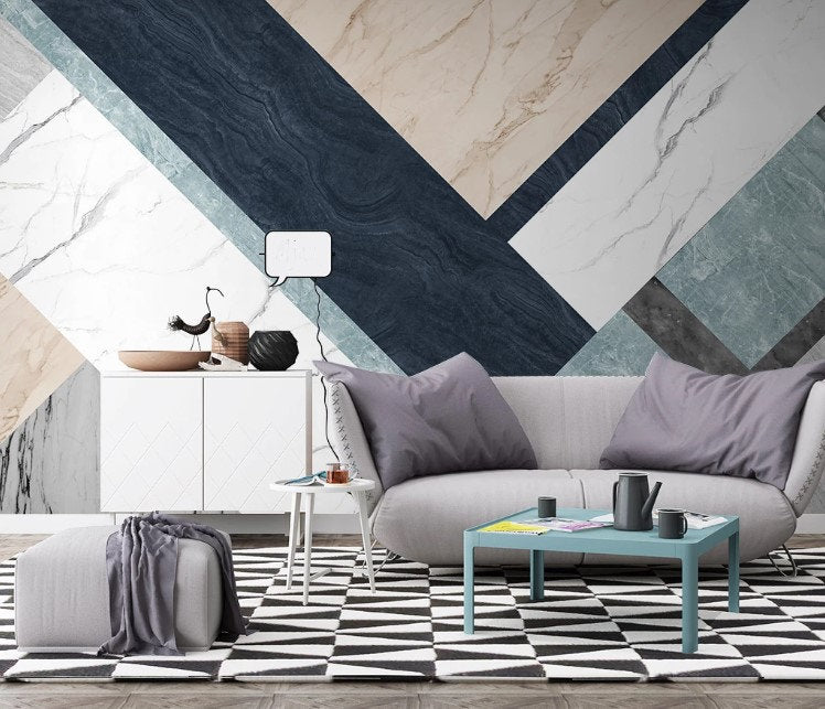 Marble Texture Geometric Design Luxury Wallpaper Self Adhesive Peel and Stick Wall Sticker Wall Decoration Scandinavian Design Removable