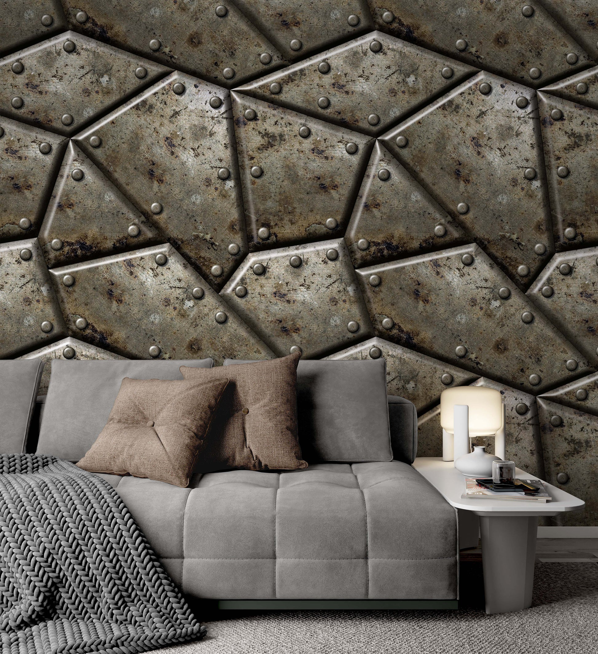 Metal Armor Texture Background Modern Design Wallpaper Self Adhesive Peel & Stick Wall Sticker Wall Decoration Scandinavian Design Removable