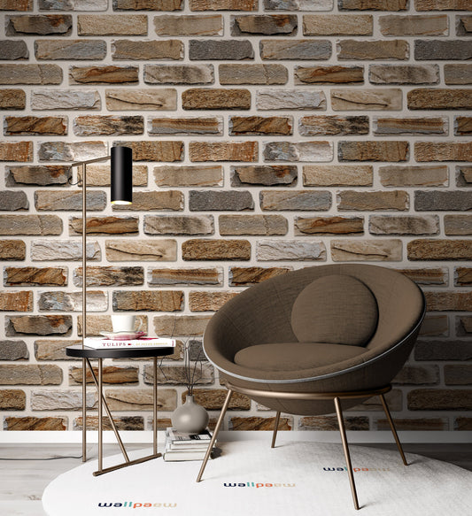 Brick Patterned Wallpaper in Light and Dark Brown Tones Rastaurant Cafe Office Restaurant Bathroom Living Room Bedroom Mural Art Removable