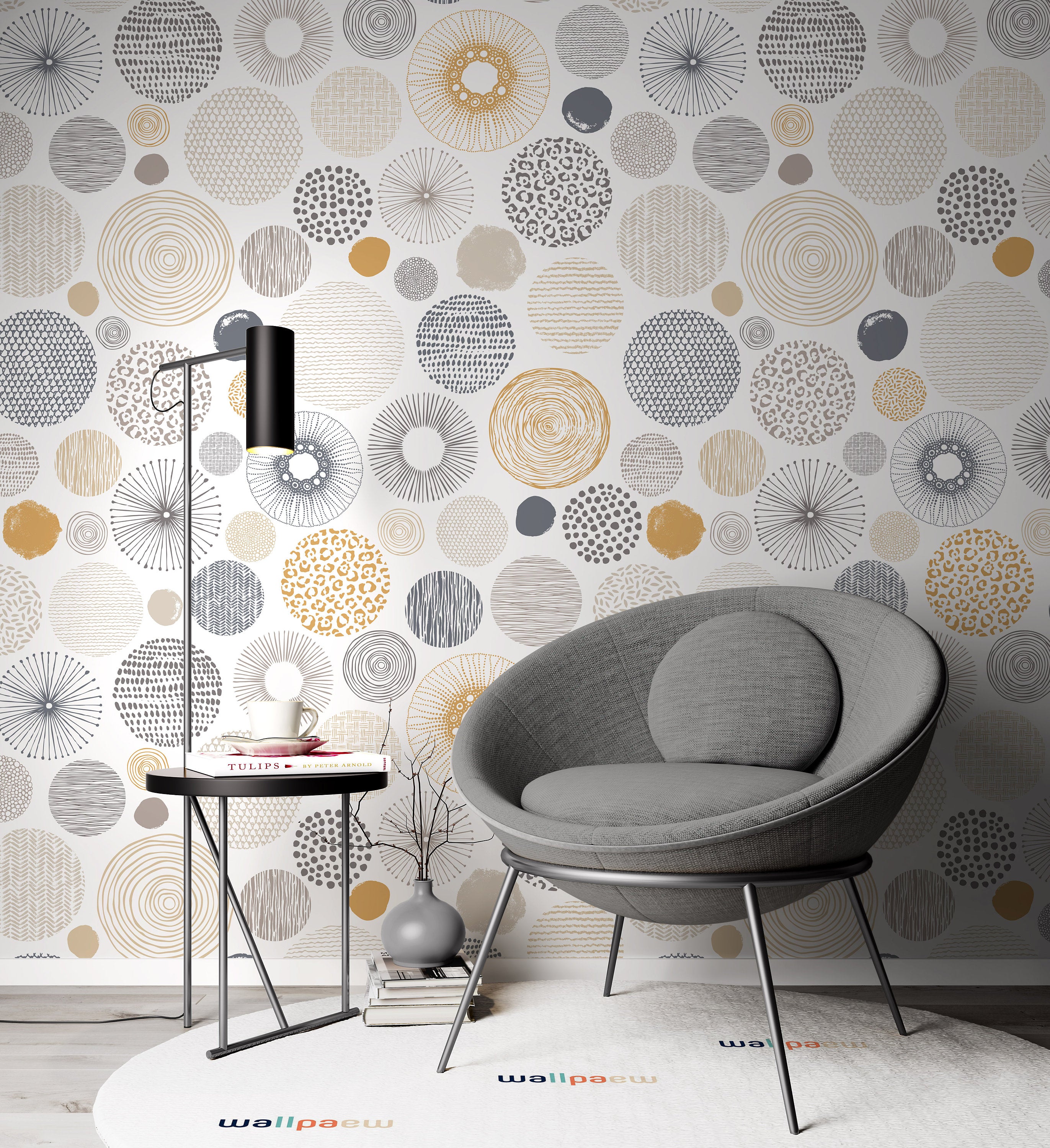 Doodle Circles Randomly Distributed Abstract Pastel Colors Wallpaper Cafe Restaurant Decoration Living Room Bedroom Mural Home Decor Wall