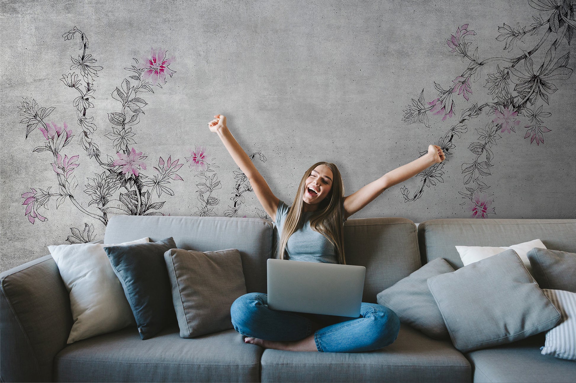 Garden Flowers Floral Wallpaper Self Adhesive Peel and Stick Wall Sticker Wall Decoration Minimal Scandinavian Design Removable