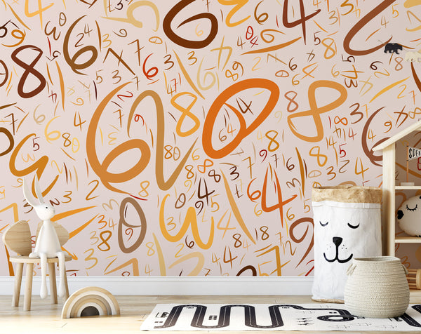 Numbers Background Abstract Hand Drawn Texture Wallpaper Self Adhesive Peel & Stick Wall Sticker Wall Decoration Scandinavian Removable