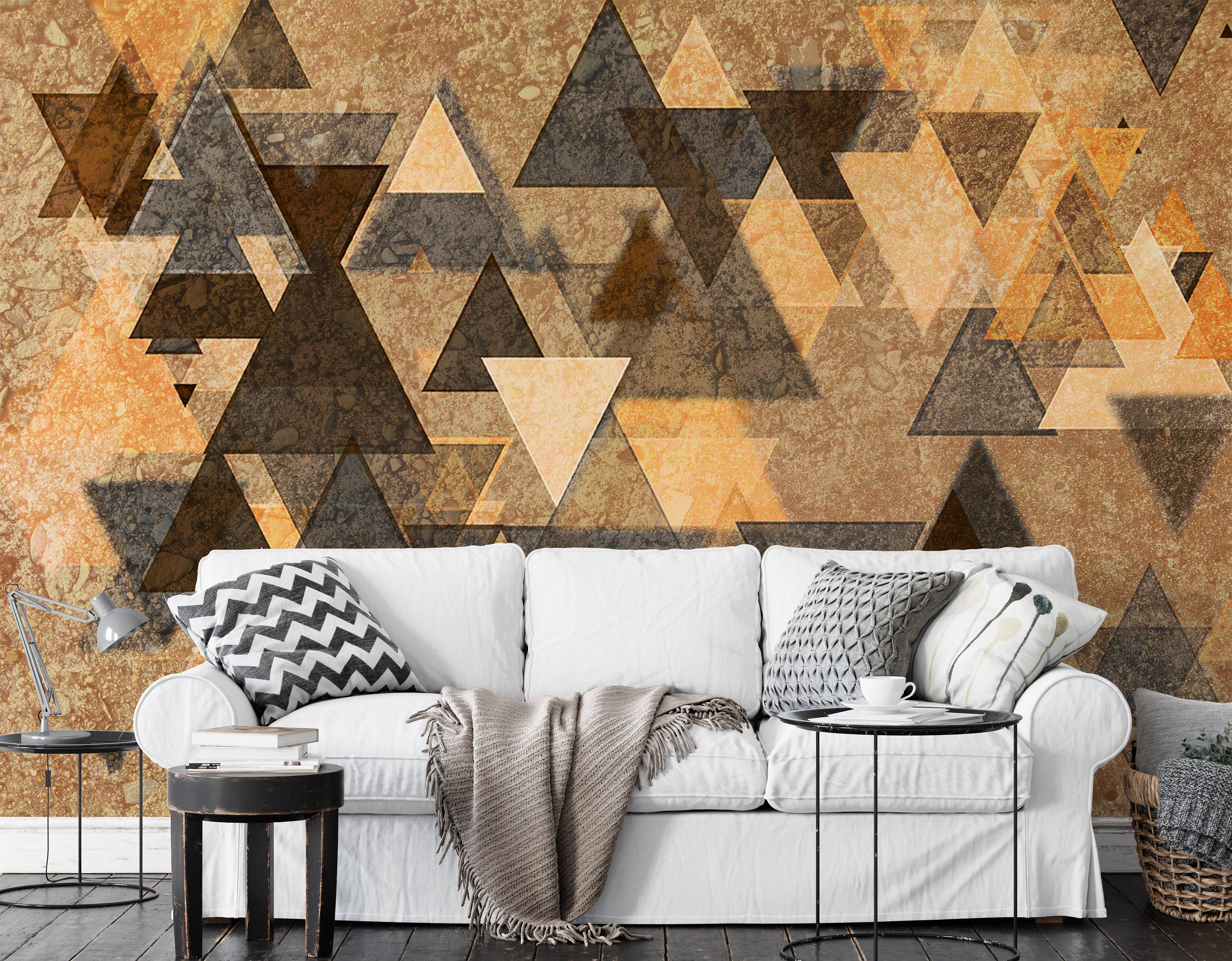 Random Triangle Geometric Shapes Art Wallpaper Self Adhesive Peel and Stick Wall Sticker Wall Decoration Modern Design Removable