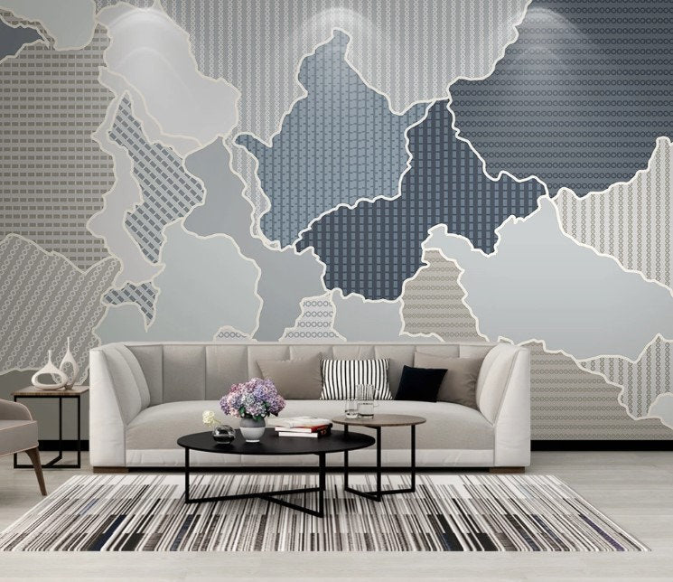 Colorful Continental Shaped Abstract Patterns Background Wallpaper Self Adhesive Peel and Stick Wall Sticker Wall Decoration Removable