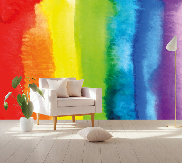 Abstract Painting Background Watercolor Rainbow hand Drawing Wallpaper Self Adhesive Peel and Stick House Design Removable
