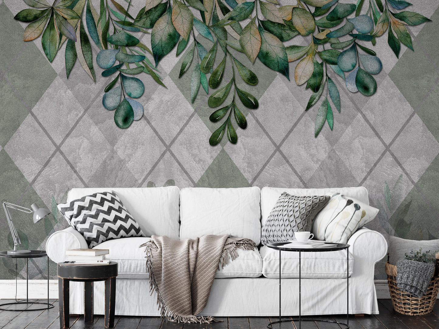 Abstract Leaves Geometric Shape Design Luxury Modern Wallpaper Self Adhesive Peel and Stick Wall Sticker Wall Decoration Removable